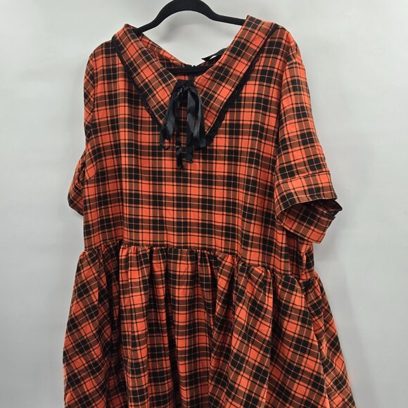 foxblood Dresses & Skirts - Foxblood HalloweenTown Orange Black Plaid Mini Above Knee lace Dress 3x